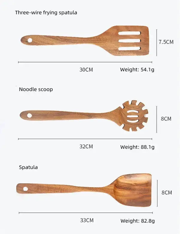 7-Piece Teak Kitchenware Set - DISCOVERIES DEPOT