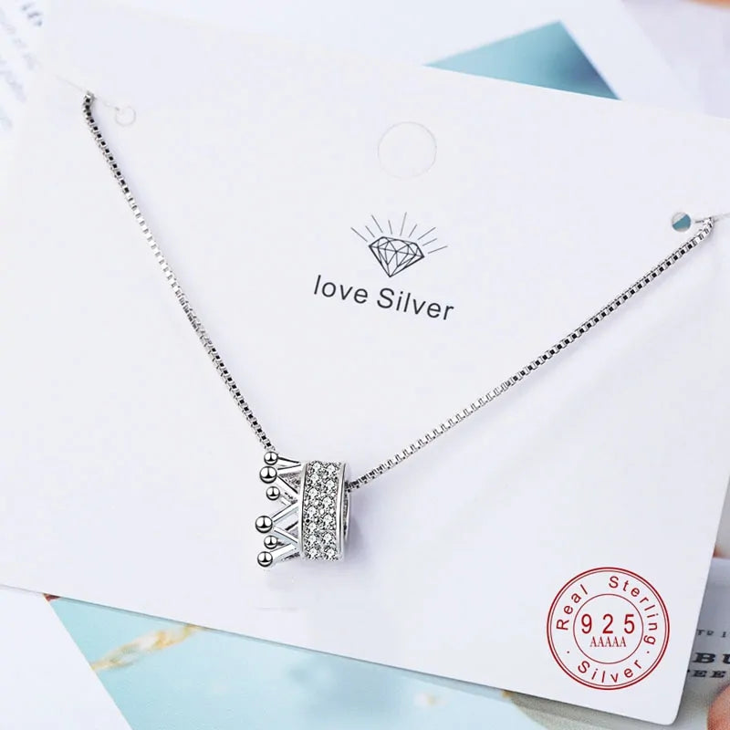 Princess Crown CZ Pendant Necklace: Unique Fine Jewelry for Women - DISCOVERIES DEPOT