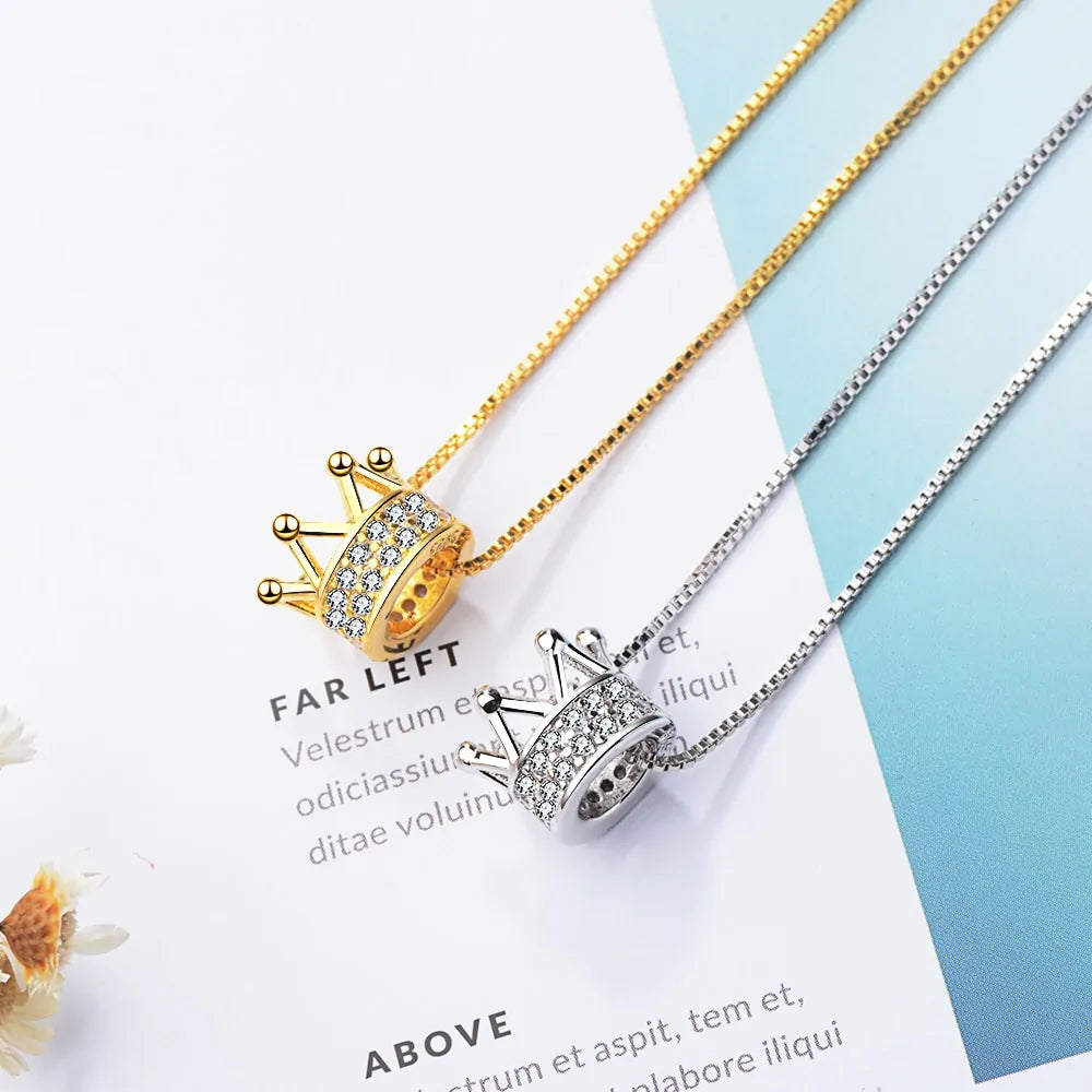 Princess Crown CZ Pendant Necklace: Unique Fine Jewelry for Women - DISCOVERIES DEPOT