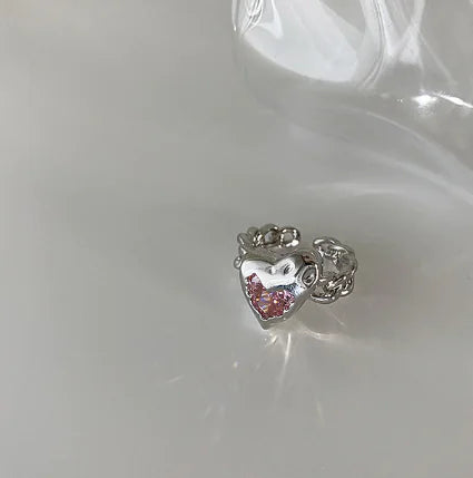 Adjustable Heart Sparkling Ring - DISCOVERIES DEPOT