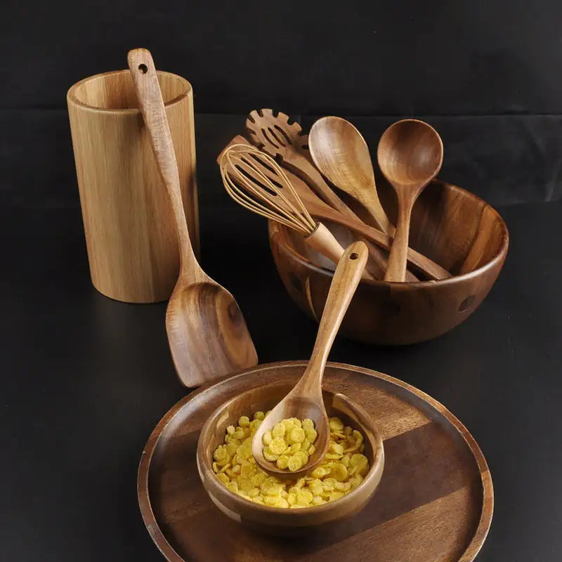 7-Piece Teak Kitchenware Set - DISCOVERIES DEPOT