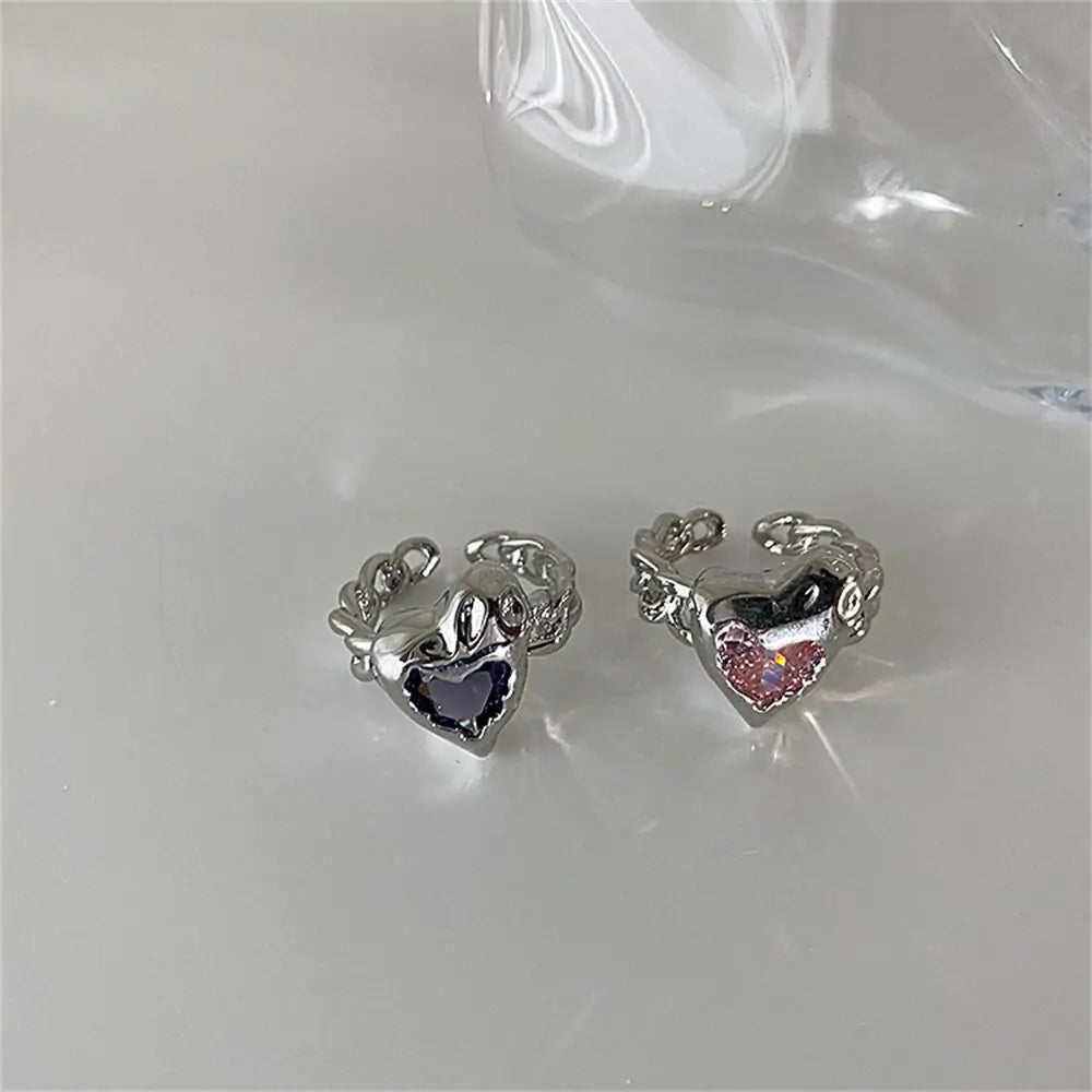 Adjustable Heart Sparkling Ring - DISCOVERIES DEPOT