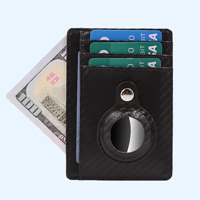 RFID Leather Wallet - Anti-Theft - For Men & Women With Air Tag - DISCOVERIES DEPOT